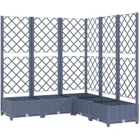 vidaXL Plantenbak met latwerk 120x120x121,5 cm polypropeen blauwgrijs