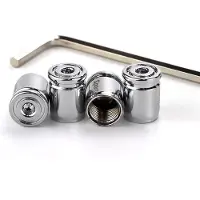TT-products ventieldoppen Sport Anti-theft Chrome antidiefstal 4 stuks zilver