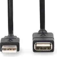 Nedis USB 2.0 verlengkabel A male - USB-A female 480 Mbps | Vernikkeld | 2,00 m | Rond | PVC | Zwart | Label