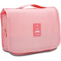 Intirilife waterdichte cosmetic bag in apricot pink – toilettas waterafstotende fold out washbag