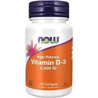 Now , Vitamine D-3, Hoog potentie, 2.000 IU, 120 zachte capsules