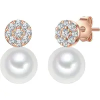 Valero Pearls Oorbellen rose-goud / transparant / parelwit