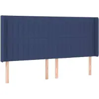 vidaXL Hoofdbord met randen 183x16x118/128 cm stof blauw
