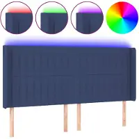 vidaXL Hoofdbord LED 163x16x118/128 cm stof blauw