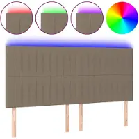 vidaXL Hoofdbord LED 160x5x118/128 cm stof taupe