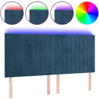 vidaXL Hoofdbord LED 200x5x118/128 cm fluweel donkerblauw