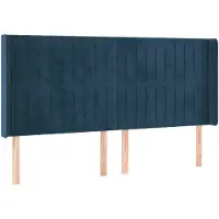 vidaXL Hoofdbord met randen 163x16x118/128 cm fluweel donkerblauw