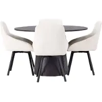 Ebuy24 Lanzo eethoek tafel mokka en 4 Rosie stoelen beige.