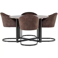 Ebuy24 Durango eethoek tafel okkernoot decor en 4 Evening stoelen bruin.
