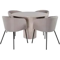 Ebuy24 Bianca eethoek tafel whitewash en 4 berit stoelen beige.