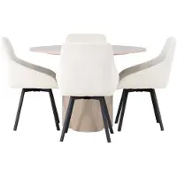 Ebuy24 Olivia eethoek tafel whitewash en 4 Rosie stoelen beige.