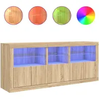 vidaXL Dressoir met LED-verlichting 162x37x67 cm sonoma eikenkleurig