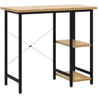 vidaXL Computerbureau 80x40x72 cm MDF metaal zwart lichteikenkleurig