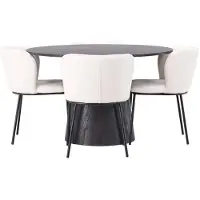 Ebuy24 Lanzo eethoek tafel mokka en 4 Edina stoelen wit.