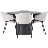 Ebuy24 Lanzo eethoek tafel mokka en 4 Evelina stoelen grijs.