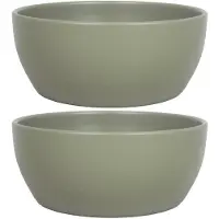 Floran 2x stuks bloempot schaal mat dennen groen keramiek voor kamerplant H9.5 x D22.5 cm - Plantenpotten