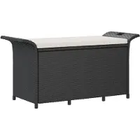 vidaXL Tuinbank met kussen 116x46x57 cm poly rattan zwart