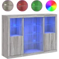 vidaXL Dressoirs met LED-verlichting 3 st bewerkt hout grijs sonoma