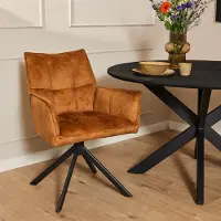 Starfurn Eetkamerstoel Dani Velvet Goud- Set van 2