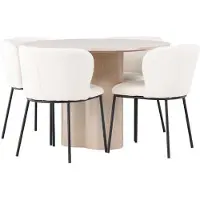 Ebuy24 Olivia eethoek tafel whitewash en 4 Edina stoelen wit.