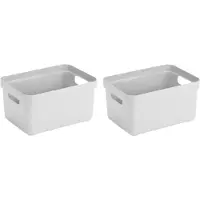 Sunware Opbergbox Sigma - 3x - kunststof - wit - 13 liter - Opbergbakken/opbergers - 35 x 25 x 18 cm