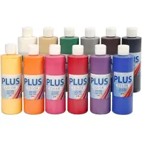 Plus Color acrylverf, 12x250 ml, kleuren assorti