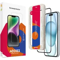 Accezz Gehard Glas Full Cover Screenprotector met applicator voor de Apple iPhone 15 Plus