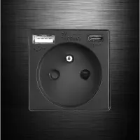 Perfect Switches WANDCONTACTDOOS | FR | USB - USB-C | ALUMINIUM | ZWART | ENKELVOUDIG