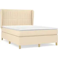 vidaXL Boxspring met matras stof crèmekleurig 140x190 cm