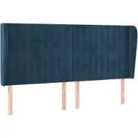 vidaXL Hoofdbord met randen 163x23x118/128 cm fluweel donkerblauw