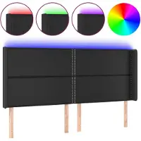 vidaXL Hoofdbord LED 203x16x118/128 cm kunstleer zwart