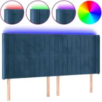 vidaXL Hoofdbord LED 163x16x118/128 cm fluweel donkerblauw