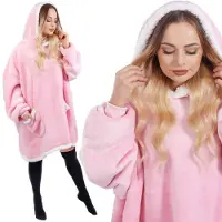 Springos Hoodie Deken Deken Met Mouwen One Size Roze