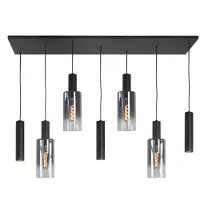 Highlight Hanglamp Perugia 7-lichts Zwart/Smoke Glas
