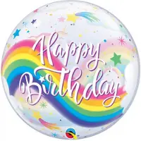 Qualatex Folieballon - Happy Birthday - Eenhoorn - Bubble - 56cm - Zonder vulling