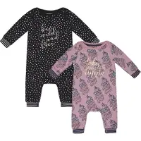 Charlie Choe - 2pack - Navy - Roze - Boxpak - Salopette - Kruippakje - Babypakje - Jumpsuit - Geboortepakje - Romper - Stippen - Unicorns - Maat 62