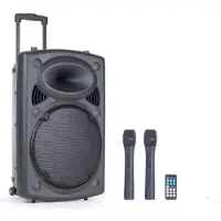Qtx QR12PABT Mobiele Bluetooth PA Luidspreker Box Accu Trolley USB/SD/VHF 700W