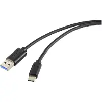 Renkforce USB-kabel USB 3.2 Gen2 USB-C stekker, USB-A stekker 1.00 m Zwart Afscherming totaal RF-5720404