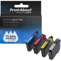 PrintAbout Inktcartridge 16XL (C13T16364012) 4-kleuren Multipack Hoge capaciteit geschikt voor Epson