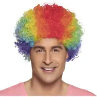 Boland - Pruik Pop multikleur Multi - Afro - Kort - Unisex - Clown - Clown - Circus