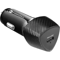 Forcell USB-C 20W auto-oplader, Auto-adapter, Zwart