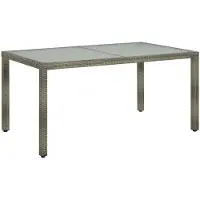 vidaXL Tuintafel 150x90x75 cm gehard glas en poly rattan grijs