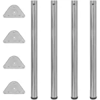 vidaXL Tafelpoten in hoogte verstelbaar geborsteld nikkel 870 mm 4 st