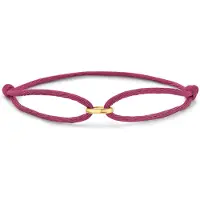 New Bling 9NBG-0778 Satijnen Armbandje met 14 Karaat Schakel - Goud - 14krt - Verstelbaar - 15 tot 22cm - Roze