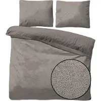 Husch Teddy Fleece Dekbedovertrek Taupe - Lits-Jumeaux - 240x200/220 cm - Heerlijk Zachte Teddy