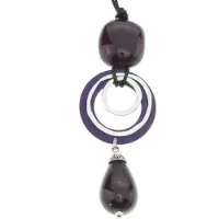 Behave - Lange ketting met keramieke hanger - Purple en zilverkleur - Elegante mode sieraden