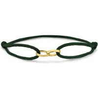 New Bling 9NBG-0785 Satijnen Armbandje met 14 Karaat Schakels - Goud - 14krt - Verstelbaar - 15 tot 22cm - Donker Groen