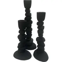 Vase the World Kandelaar set Nechi - Zwart - Black - L10 x B8 x H28/22/19 cm