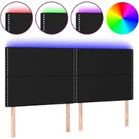 vidaXL Hoofdbord LED 200x5x118/128 cm stof zwart