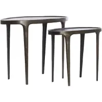 Light & Living bijzettafel s/2 55x25,5x44+70x33x53 cm arica donker